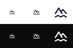 The islands icon at 20, 24 and 48 px, on a light and a dark background
